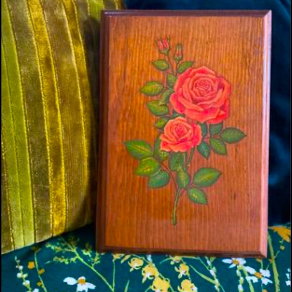 Vintage wall plaque, wooden & handmade